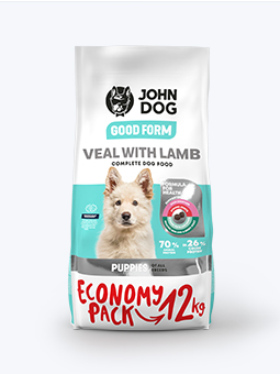 Karma sucha dla szczeniaków jagnięcina i cielęcina z linii John Dog Good Form, worek 12kg