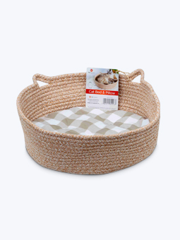 Okrągłe legowisko dla kota z poduszką w kratę marki John Dog for cats