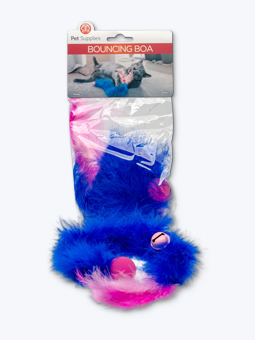 Zabawka dla kota niebieski wąż boa skaczący z piórek z piłeczka marki Pet Supplise