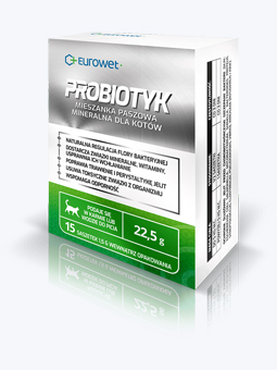 Probiotyk, mieszanka paszowa mineralna dla kotów, 15 saszetek 1,5g, Eurowet.