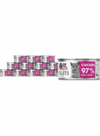 Monobiałkowa karma mokra dla kociąt Kurczak Filety 12x70g John Dog for Cats