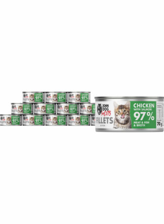 Karma mokra dla kociąt Kurczak z łososiem Filety 12x70g John Dog for Cats