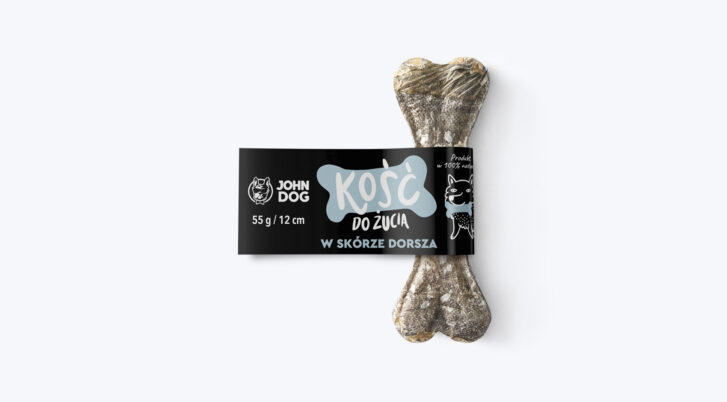 Kość do żucia dla psa w skórze dorsza 12 cm, marki John Dog