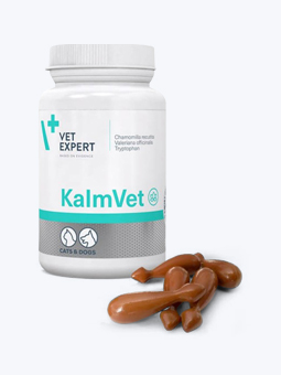 Suplement w tabletkach dla psów lub kotów, KalmVet, marki Vetexpert.
