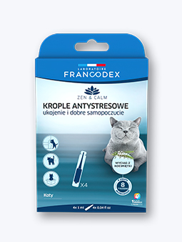 Krople antystresowe z kocimiętką, dla kota, marka Francodex.
