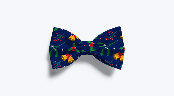 Muszka na boże narodzenie dla psa i kota, w kolorze granatowym, widok muszki od frontu, John Dog