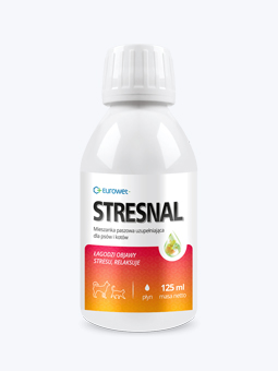 Preparat na stres Stresnal w płynie, 125 ml, dla psa lub kota, marka Eurowet.