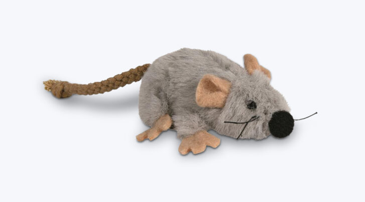 Mysz dla kota pluszowa, szara, z kocimiętką, 7 cm, marka Trixie.