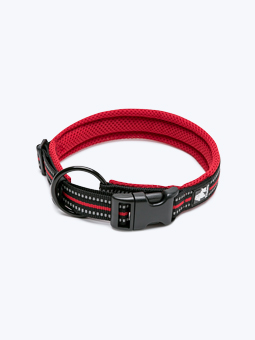 Obroża dla psa, kolor czerwono-czarny, widok klamry, marka Truelove