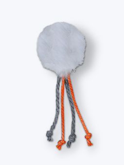 Piłka pluszowa dla kota, biała z dzwoneczkiem i sznurkami, Trixie.