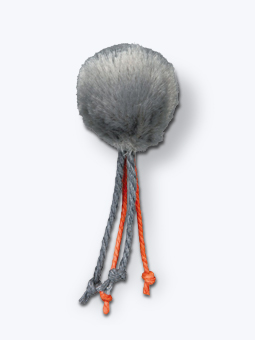 Piłka pluszowa dla kota, szara z dzwoneczkiem i sznurkami, Trixie.