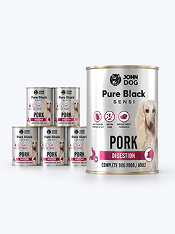 Zestaw karmy mokrej dla psa Pure Black Sensi Pork Digestion, 6 x 400 g, John Dog.