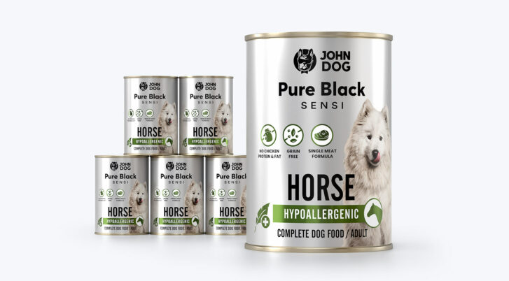 Zestaw 6 x 400 g karmy mokrej dla psa Pure Black Sensi Horse Hipoallergenic, John Dog.