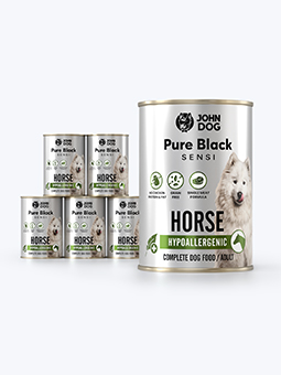 Zestaw karmy mokrej dla psa Pure Black Sensi Horse Hipoallergenic, 6 x 400 g, John Dog.