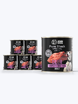 Mokra karma dla psa, zestaw 6x800g, jeleń, seria pure black special edition, marka John Dog.