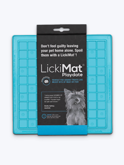 Mata do lizania dla psa, lickimat playdate, w kolorze niebieskim, kwadratowa.