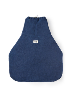 Szlafrok dla psa w kolorze granatowym, widok z góry, rozłożony na płasko, marka John Dog.