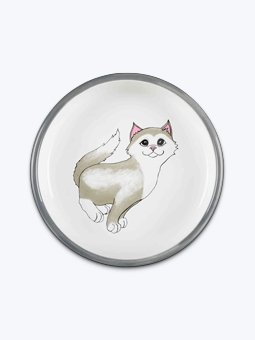 Miska dla kota marki Trixie, dla ras krótkonosowych, rysunek kota na dnie miski.