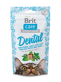 Przysmaki dla kota Brit Care Dental, bazylia, tymianek, rozmaryn i witamina C.