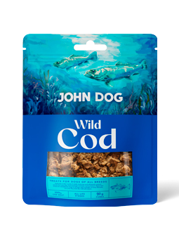 Przysmaki Wild dla psa, marka John Dog, kostki dorsz cod.