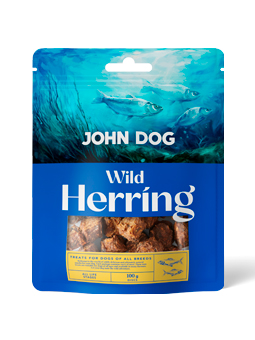 Przysmaki Wild dla psa, marka John Dog, kostki śledź herring.