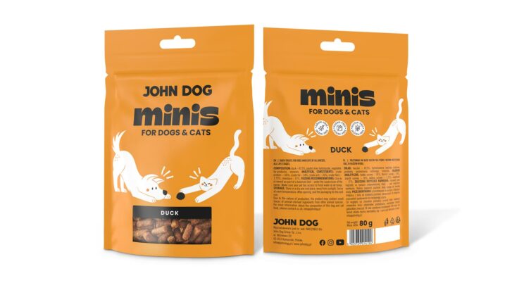 Przysmaki dla psa i kota Minis marki John Dog, smak kaczka.