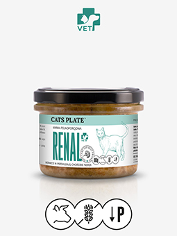 Karma mokra pełnoporcjowa dla kota Cats Plate Renal, wsparcie w przewlekłej chorobie nerek 180 g, wołowina.