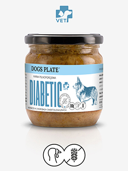 Dogs Plate karma mokra pełnoporcjowa Diabetic, wsparcie w chorobach trzustki i cukrzycy, 360 g.