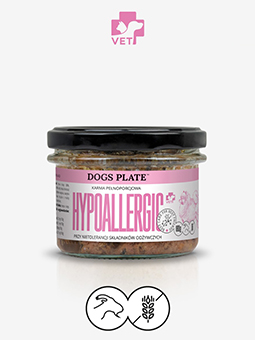 Dogs Plate karma mokra pełnoporcjowa Hypoallergic, wsparcie przy nietolerancji składników odżywczych, 180 g.