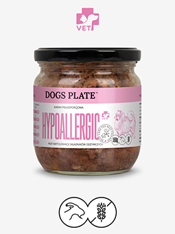 Dogs Plate karma mokra pełnoporcjowa Hypoallergic, wsparcie przy nietolerancji składników odżywczych, 360 g.