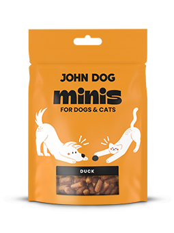 Przysmaki Minis dla psa i kota, marka John Dog, smak kaczka.