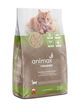 Animax Cats żwirek dla kota drewniany kruszon zbrylający bezzapachowy, 20 litrów/10 kg.