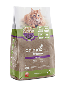 Animax Cats żwirek dla kota lawenda, drewniany kruszon zbrylający, 20 litrów/10 kg.