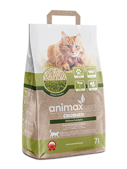Animax Cats żwirek dla kota zielona herbata, drewniany kruszon zbrylający, 7 litrów/3,5 kg.