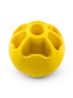 Fiboo Snack Fibooll w kolorze żółtym, kula smakula do wypełniania smaczkami dla psa.