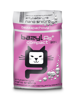 Bazyl żwirek dla kotów, Ag+ compact bezzapachowy, 20 litrów.