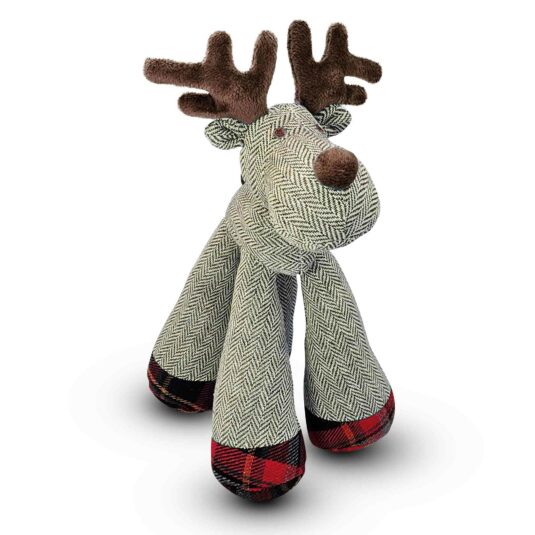 Duża pluszowa zabawka w kształcie renifera marki Nobby. Zabawka ma miękką teksturę i wzory w kratkę na nogach.