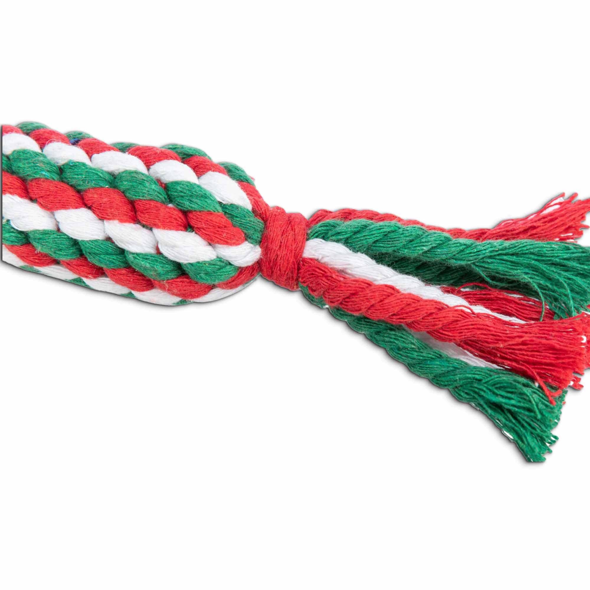 Inna perspektywa zabawki dla psa w kształcie cukierka marki Trixie, pokazująca jej splecione końce.