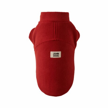 Wygodna i stylowa bluza na zimę dla psa w kolorze bordowym, idealna na chłodniejsze dni, ozdobiona logo "John Dog" na środku pleców. Dobrze dopasowana, z krótkim golfem i eleganckimi szwami.