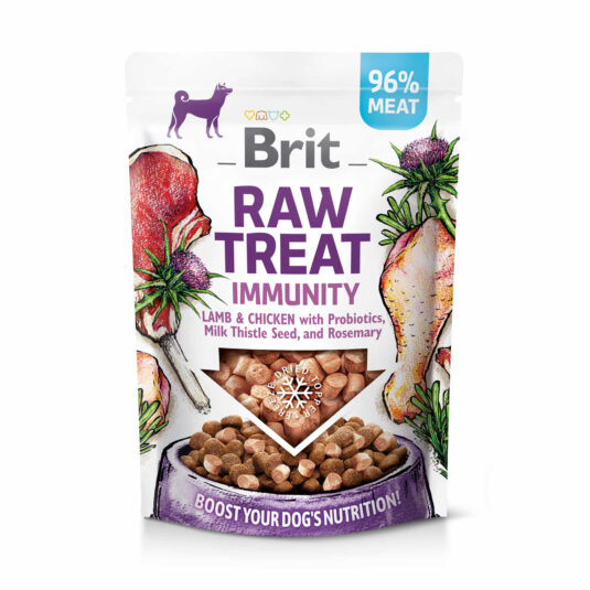 Przekąska wspierająca układ odpornościowy psa. Zawiera jagnięcinę, kurczaka, probiotyki, ostropest plamisty i rozmaryn. Liofilizowany, aby zachować wartości odżywcze i smak.
