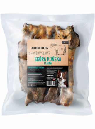 Trwały i wystarczający na długo, w 100% naturalny gryzak dla psa, skóra końska płaska marki John Dog. Gryzak bez konserwantów i barwników.