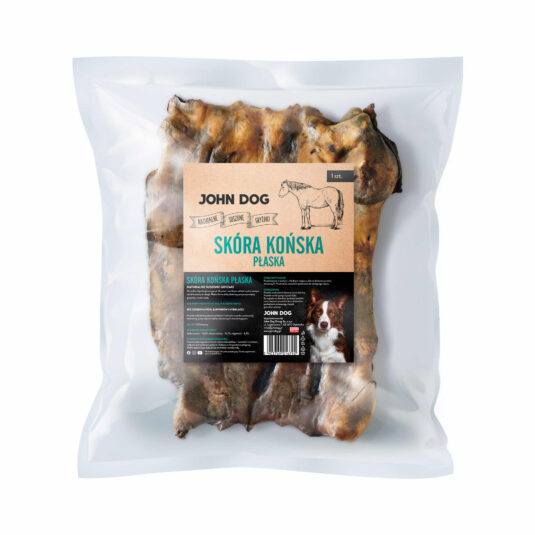 Trwały i wystarczający na długo, w 100% naturalny gryzak dla psa, skóra końska płaska marki John Dog. Gryzak bez konserwantów i barwników.