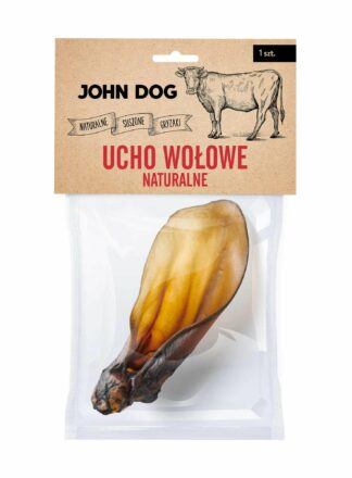 Trwały i wystarczający na długo, w 100% naturalny gryzak dla psa, ucho wołowe naturalne marki John Dog. Gryzak bez konserwantów i barwników.