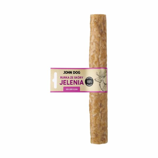 Pojedyncza rurka do żucia dla psa, 25 cm, ze skóry jelenia. Zdrowy i naturalny gryzak dla psów.