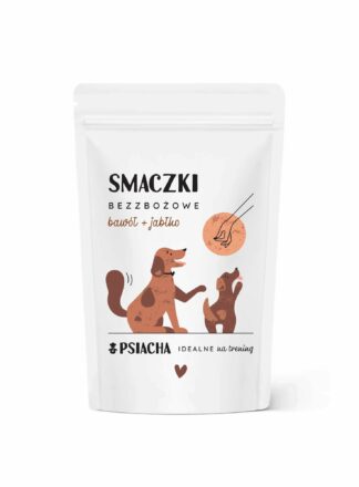 Smaczki bezzbożowe bawół + jabłko. Opakowanie przysmaków 80 g. Idealne na trening. Produkt Psiacha.