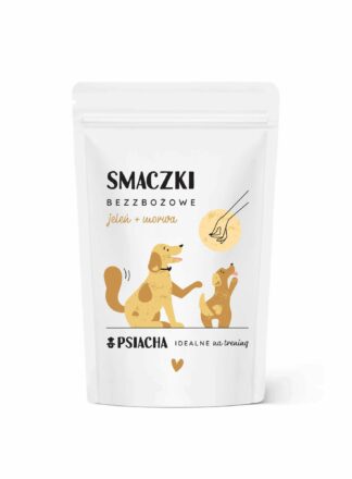 Smaczki bezzbożowe jeleń + morwa. Opakowanie przysmaków 80 g. Idealne na trening. Produkt Psiacha.