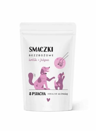 Smaczki bezzbożowe królik + jeżyna. Opakowanie przysmaków 80 g. Idealne na trening. Produkt Psiacha.