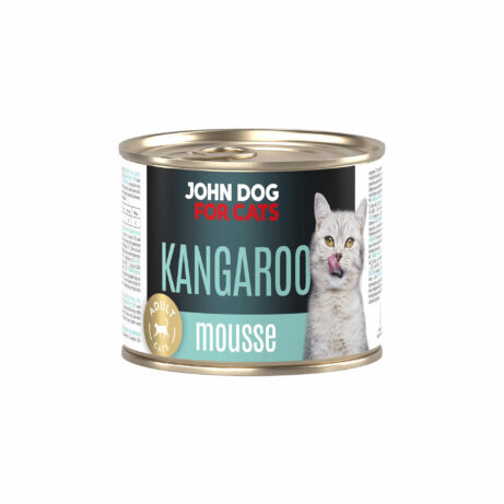 Puszka mokrej karmy dla kota John Dog for Cats, opakowanie 200 g. Mus z kangura dla kotów dorosłych.