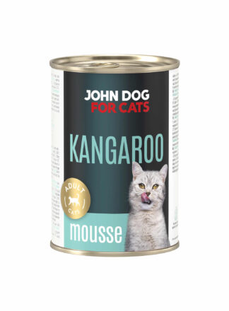 Puszka mokrej karmy dla kota John Dog for Cats, opakowanie 400 g. Mus z kangura dla kotów dorosłych.