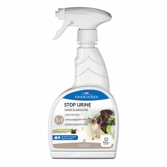Spray przeciw plamom i zapachowi moczu 3w1 Francodex. Butelka z atomizerem 750 ml